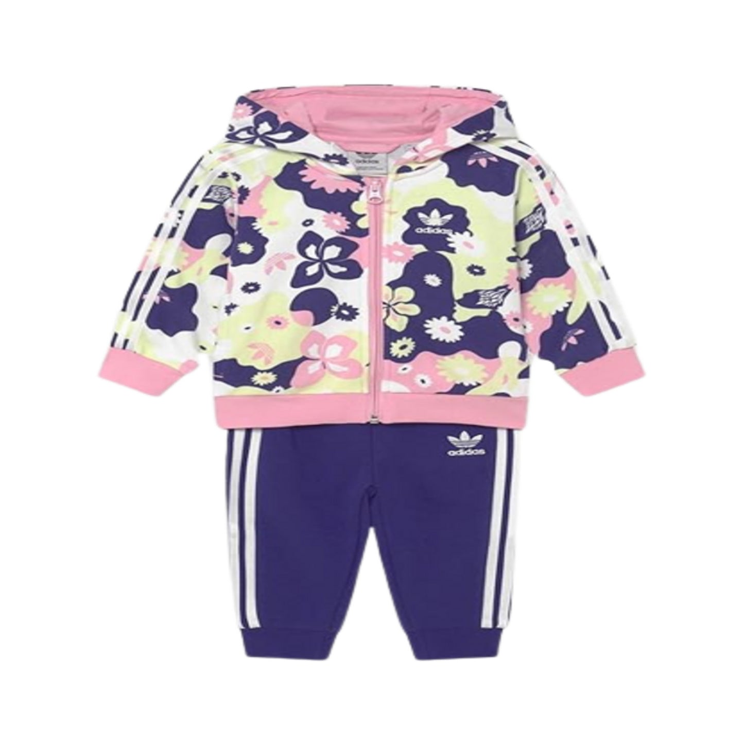 adidas flower print full-zip hoodie set kids