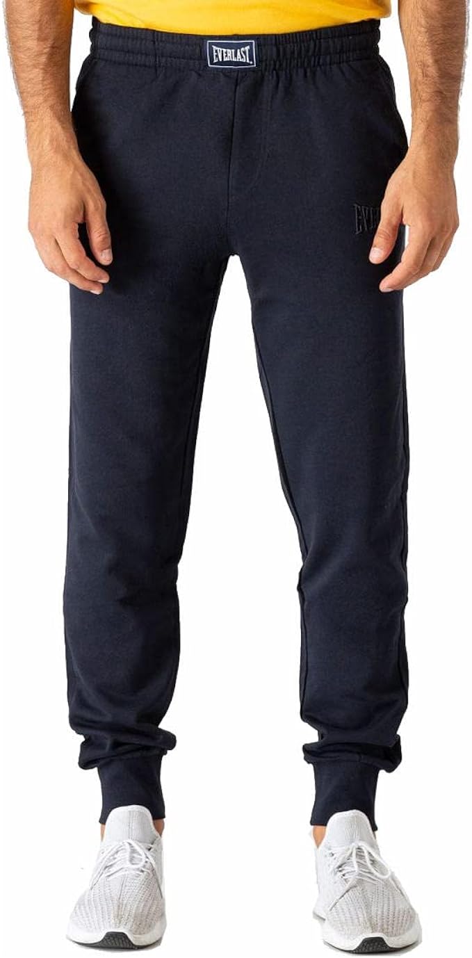 everlast pantalone con logo ricamato blu uomo