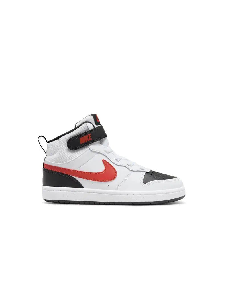 nike court borough mid 2 white black red kids