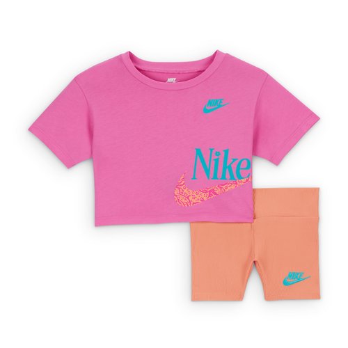 nike little kids' wild flower boxy t-shirt and shorts set
