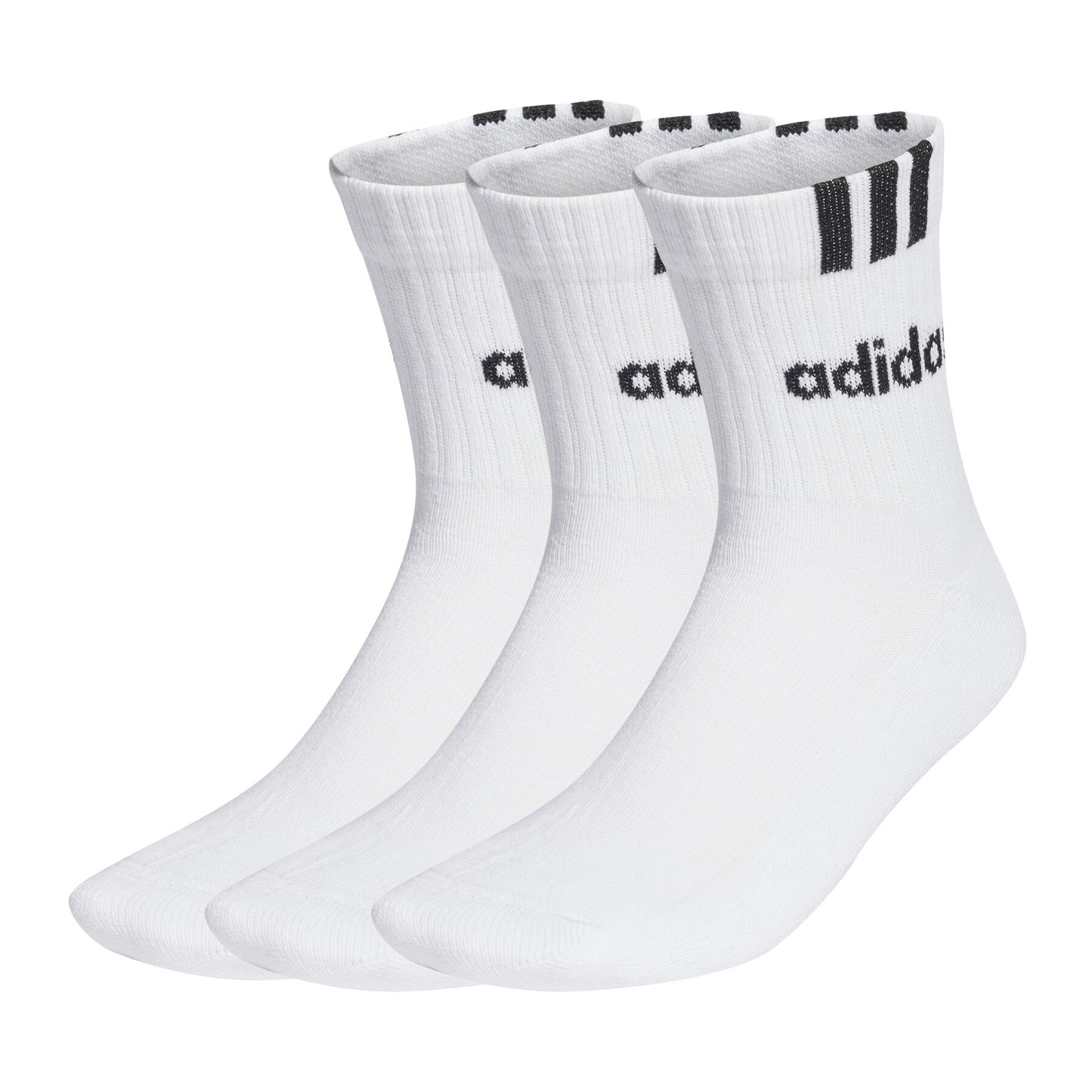 adidas 3-stripes linear half-crew cushioned socks 3 pairs-bianco