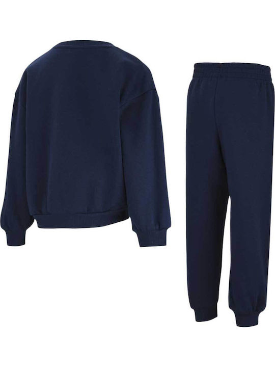 tuta felpata girocollo blu-logo bianco