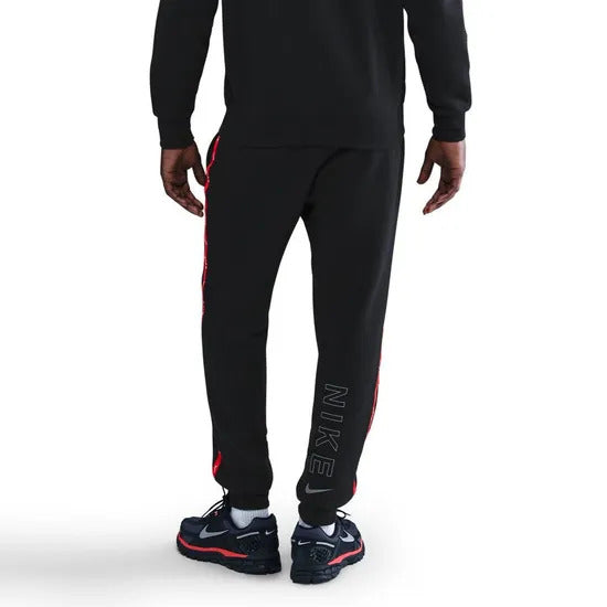 pantalone nike sportswear jogger fleece -nero-logo rosso