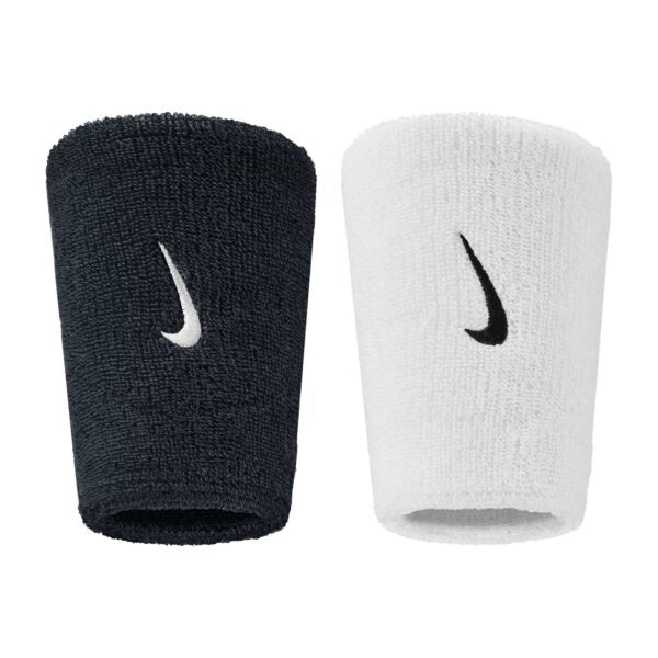 polsini lunghi da tennis nike swoosh wristbands nero e bianco