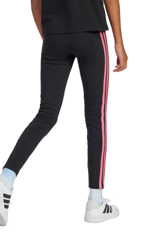 adidas-leggins essential 3 strips nero-rosa bambina