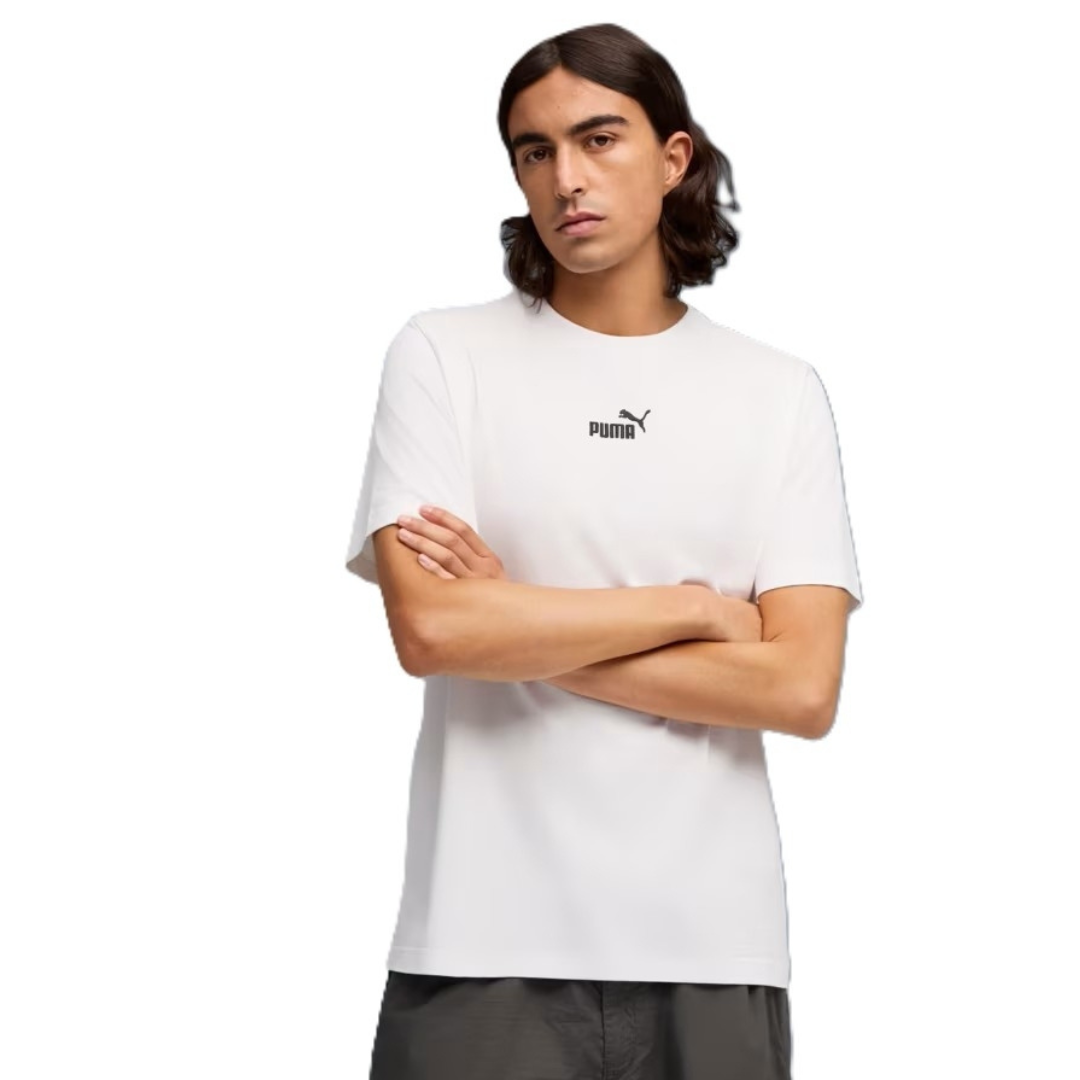 puma t-shirt bianca logo nero uomo