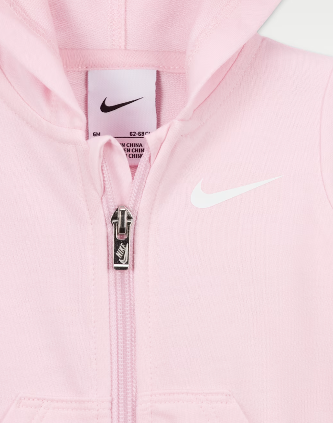 nike baby essentials baby hooded coverall rosa bambina