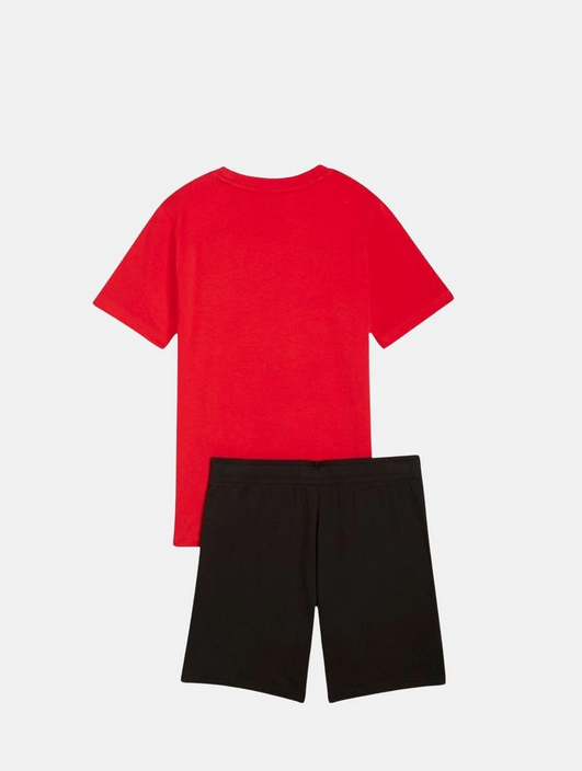 puma set t-shirt e short nero e rosso bambino