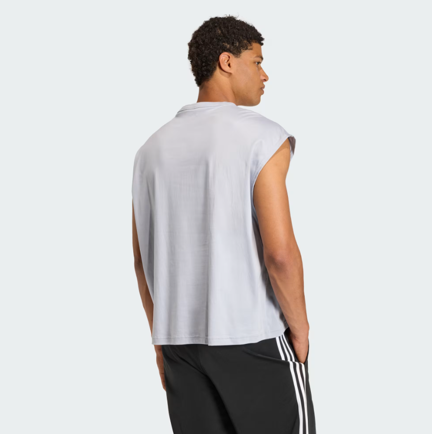 adidas t-shirt grigio-logo gommato uomo