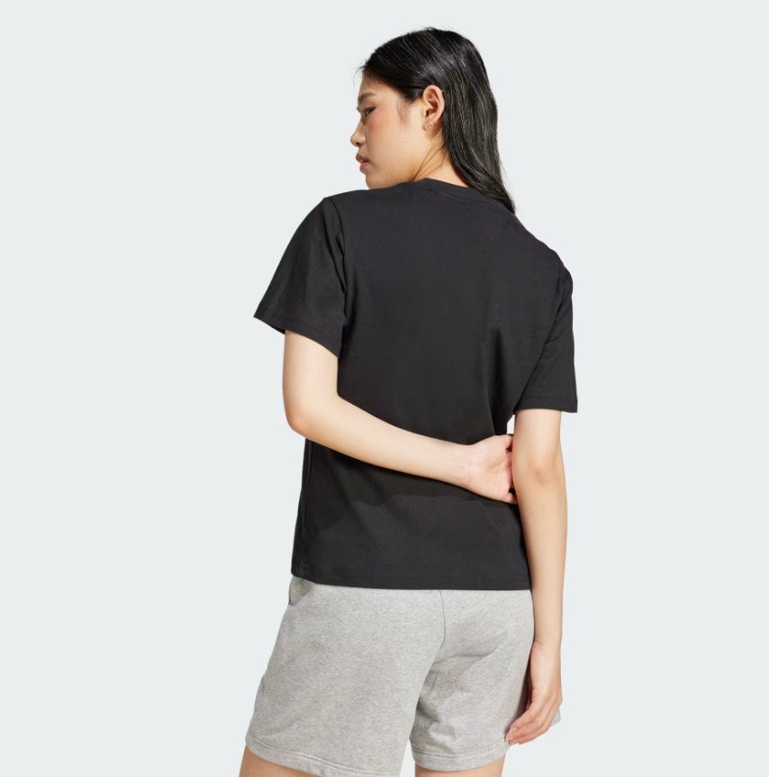adidas t-shirt nero-logo bianco donna