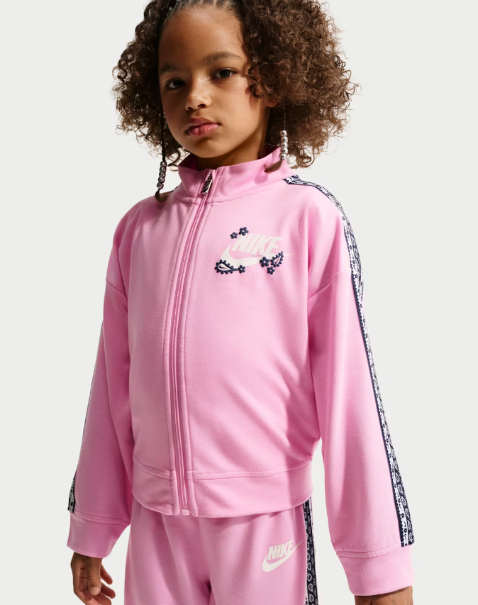 nike retro remix little kids' 2-piece track set pink bambina