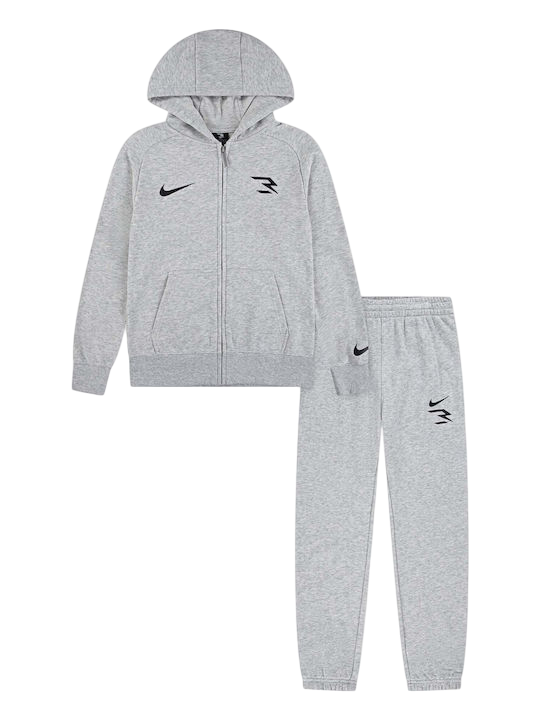 nike set full zip french terry grafic grey bambino