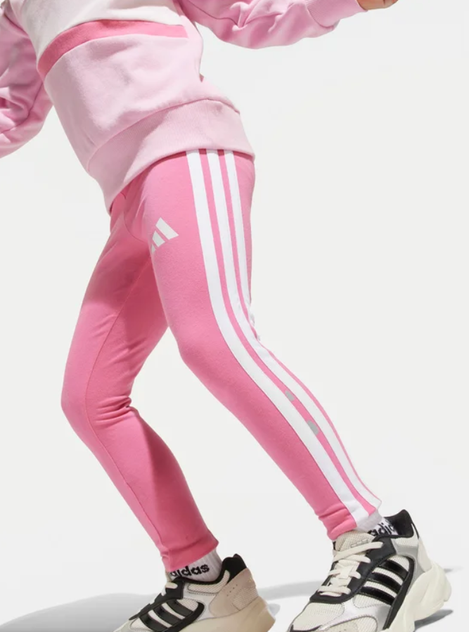 adidas completo felpa e leggings seasonal essentials tiberio 3-stripes rosa bambina