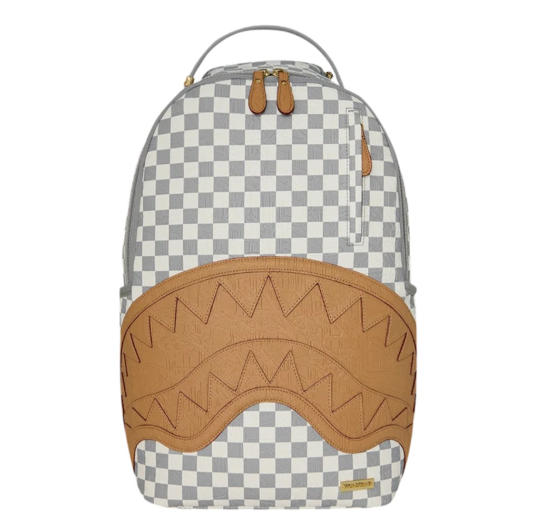 sprayground zaino embossed cream check backpack