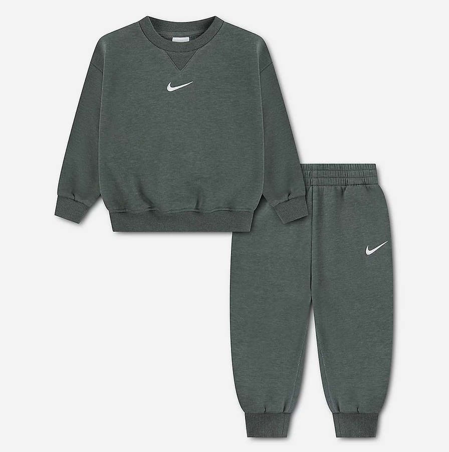 nike tuta fleece verde logo bianco bambino