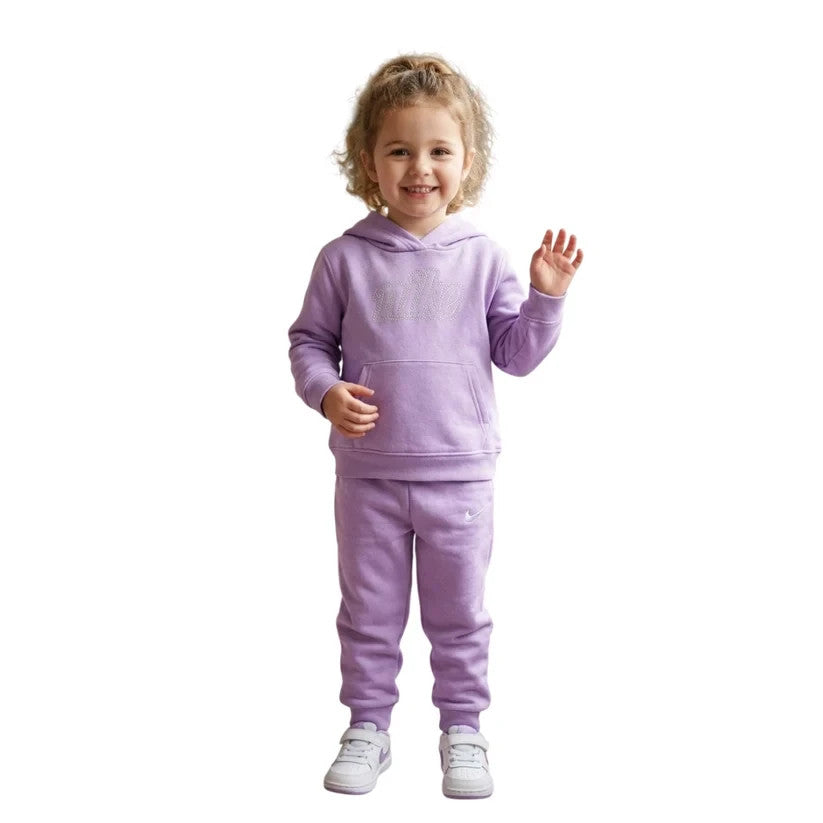 nike tuta lilla logo brillantini bambina