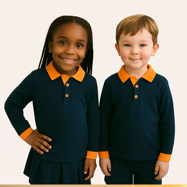 divisa scolastica polo bambini elasticizzata manica lunga (materna-primaria)