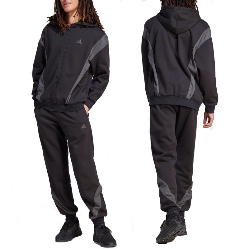 adidas sportswear fleece hooded tuta black