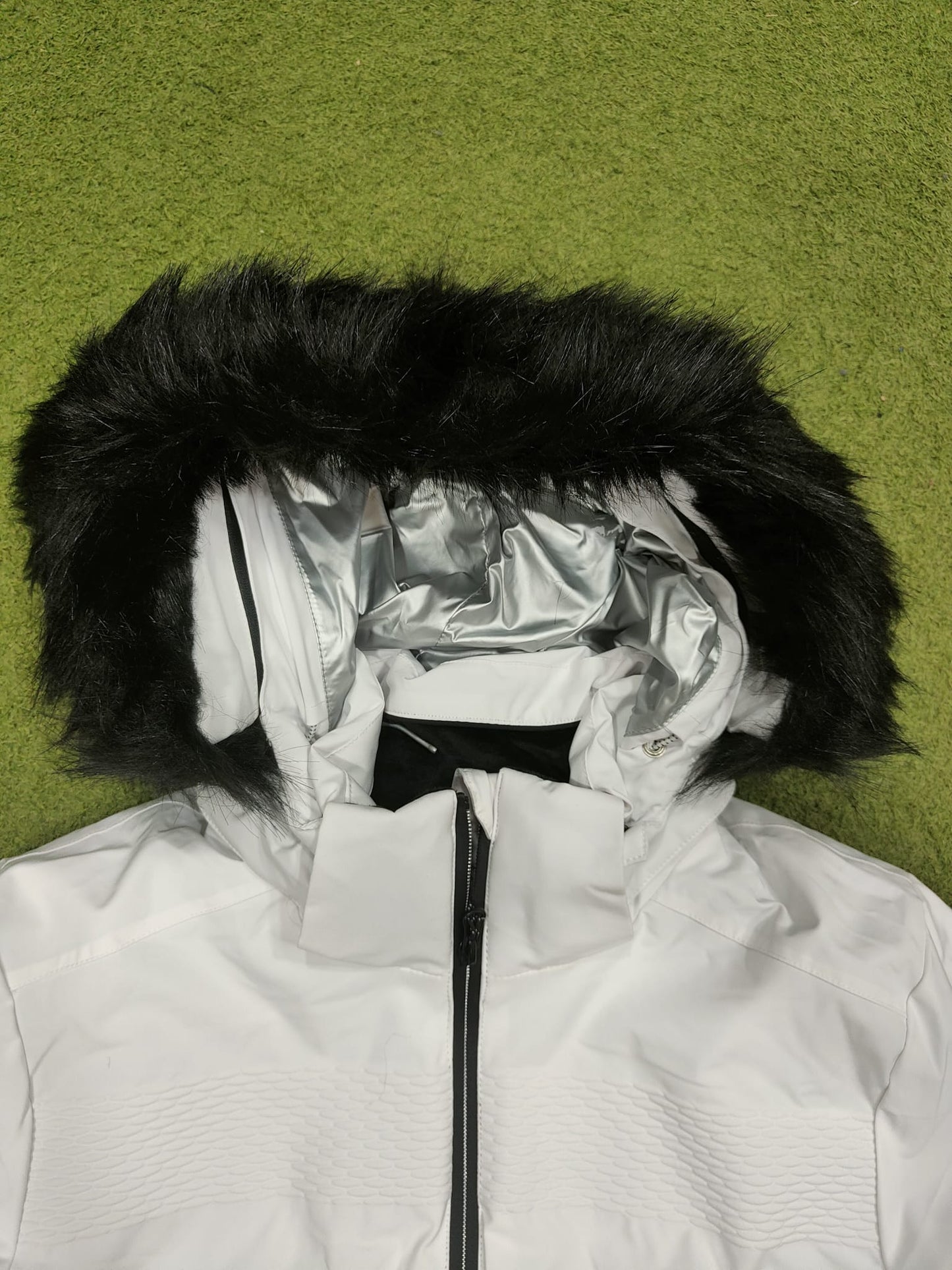 giacca neve ast donna bianco cappuccio pelliccia