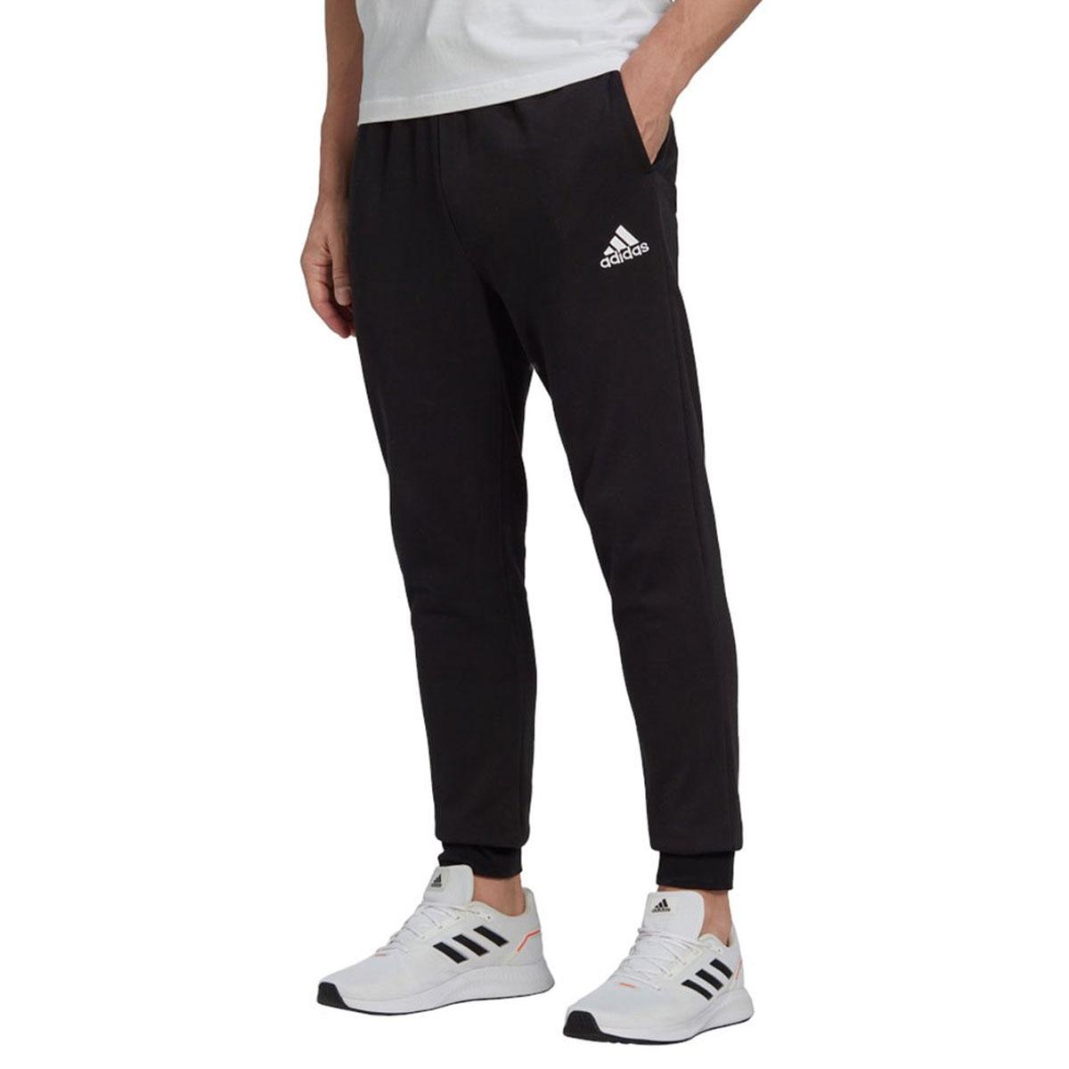 adidas essentials fleece regular tapered joggers pantalone nero