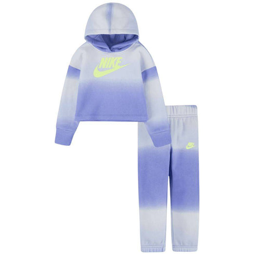 nike sportwear completo tuta completa cappuccio lilla kids