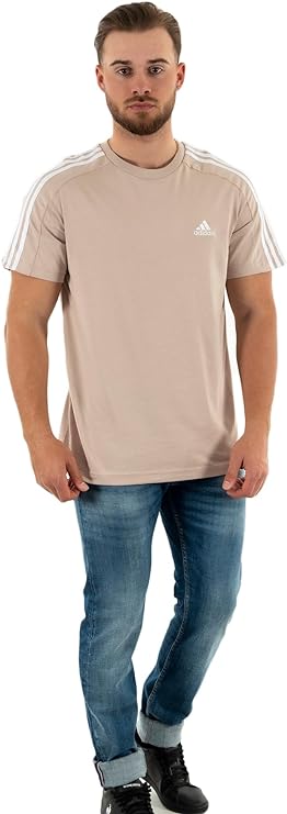 Adidas Tshirt 3 stripes beige uomo