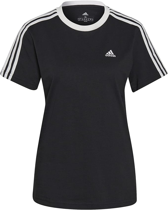 adidas t-shirt essentials 3-stripes loose fit nero donna