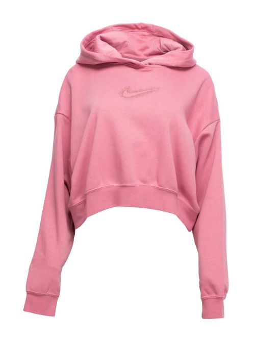NIKE FELPA DONNA SPORTSWEAR STARDUST GRAFIC COTONE FELPATO COLORE ROSA LOGO GLITTER OR