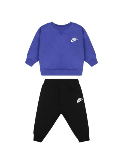 nike snow day fleece crew set baby 2piece blu e nero kids