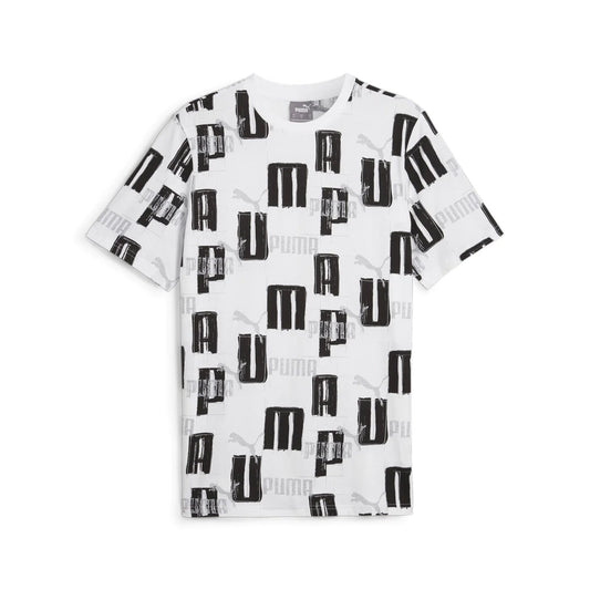 T-shirt Puma Essential Logo Lab AOP manica corta bianco puro nero