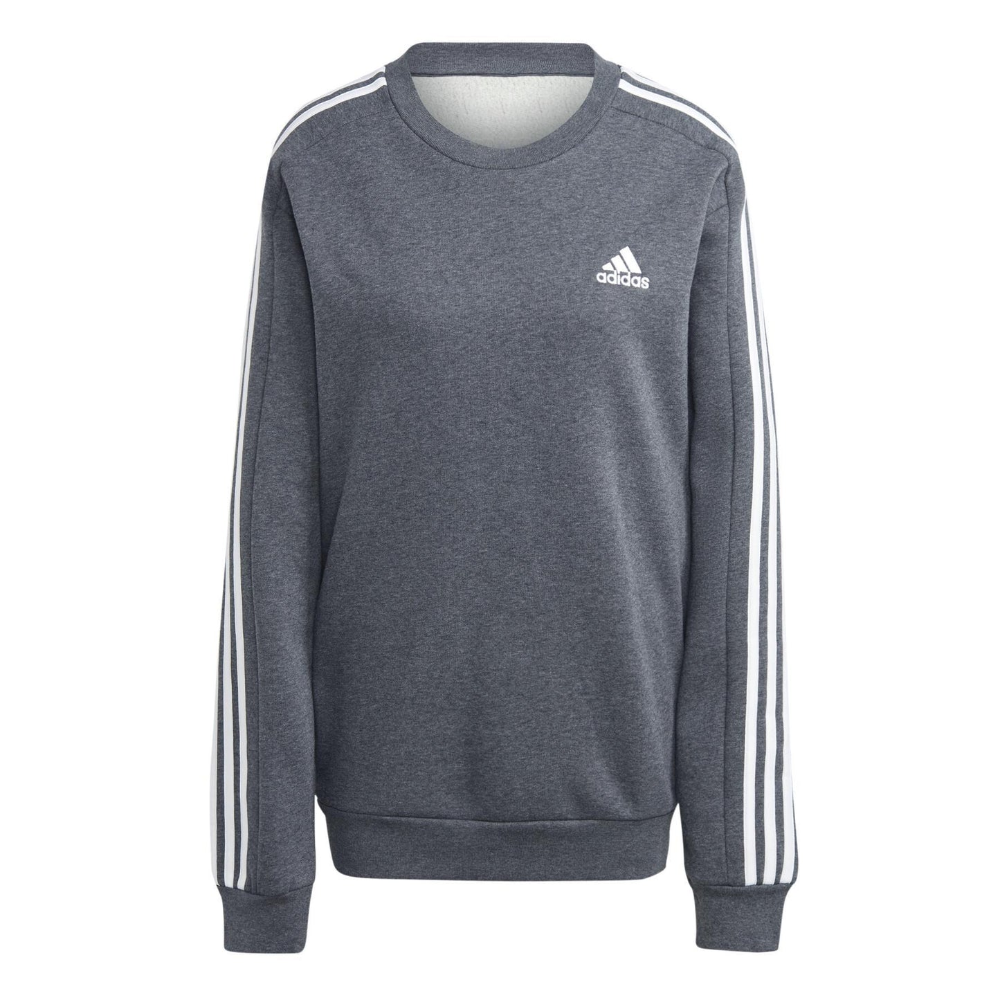 adidas essentials fleece 3-stripes sweatshirt - grey