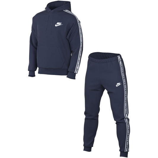Nike Club Fleece Tuta Con Cappuccio E Grafica- Blu