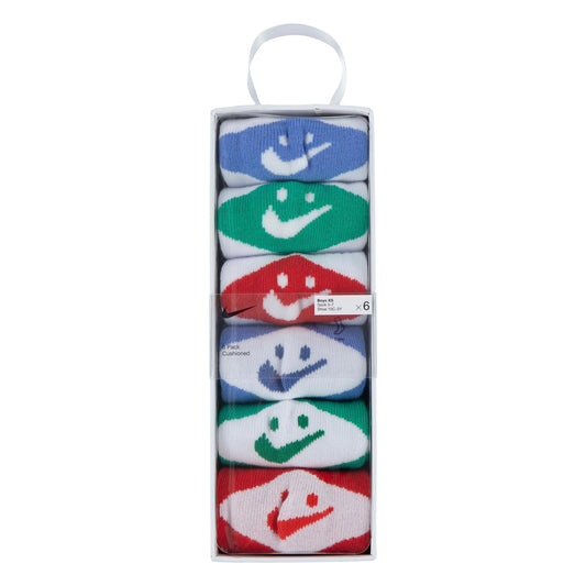 Nike Smiley Crew Socks 6 Pairs Little Kids Dri-FIT Socks