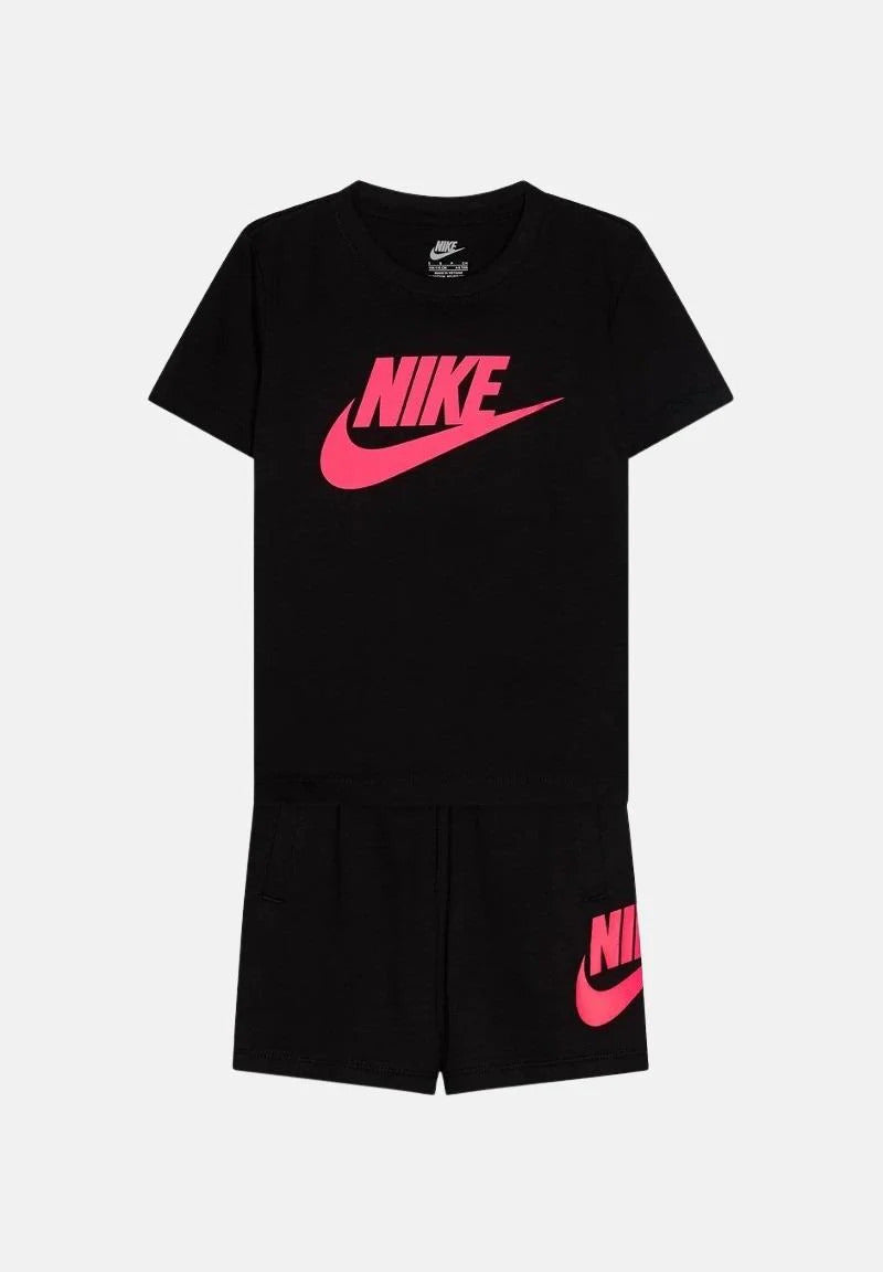 nike club tee & short set black-rosa