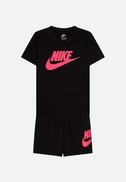 Nike CLUB TEE & SHORT SET Black-Rosa