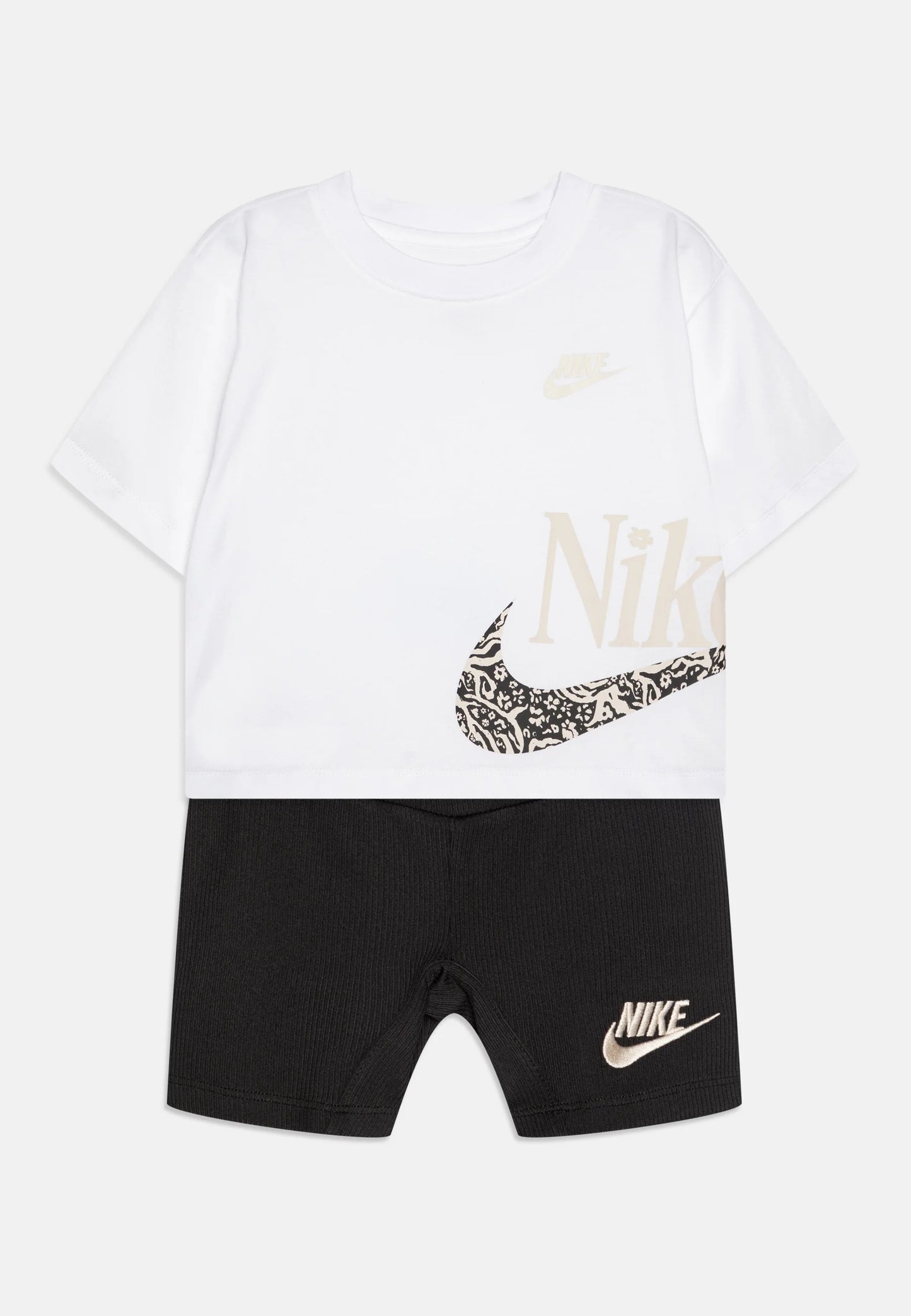 nike little kids' wild flower boxy t-shirt and shorts set