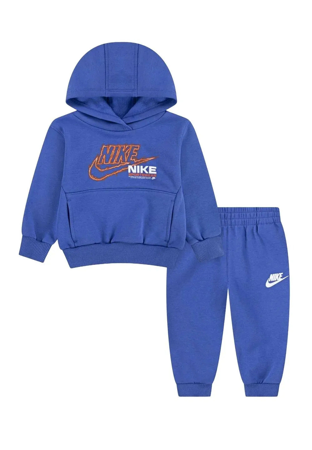 tuta felpata nike blu-logo bianco-arancione