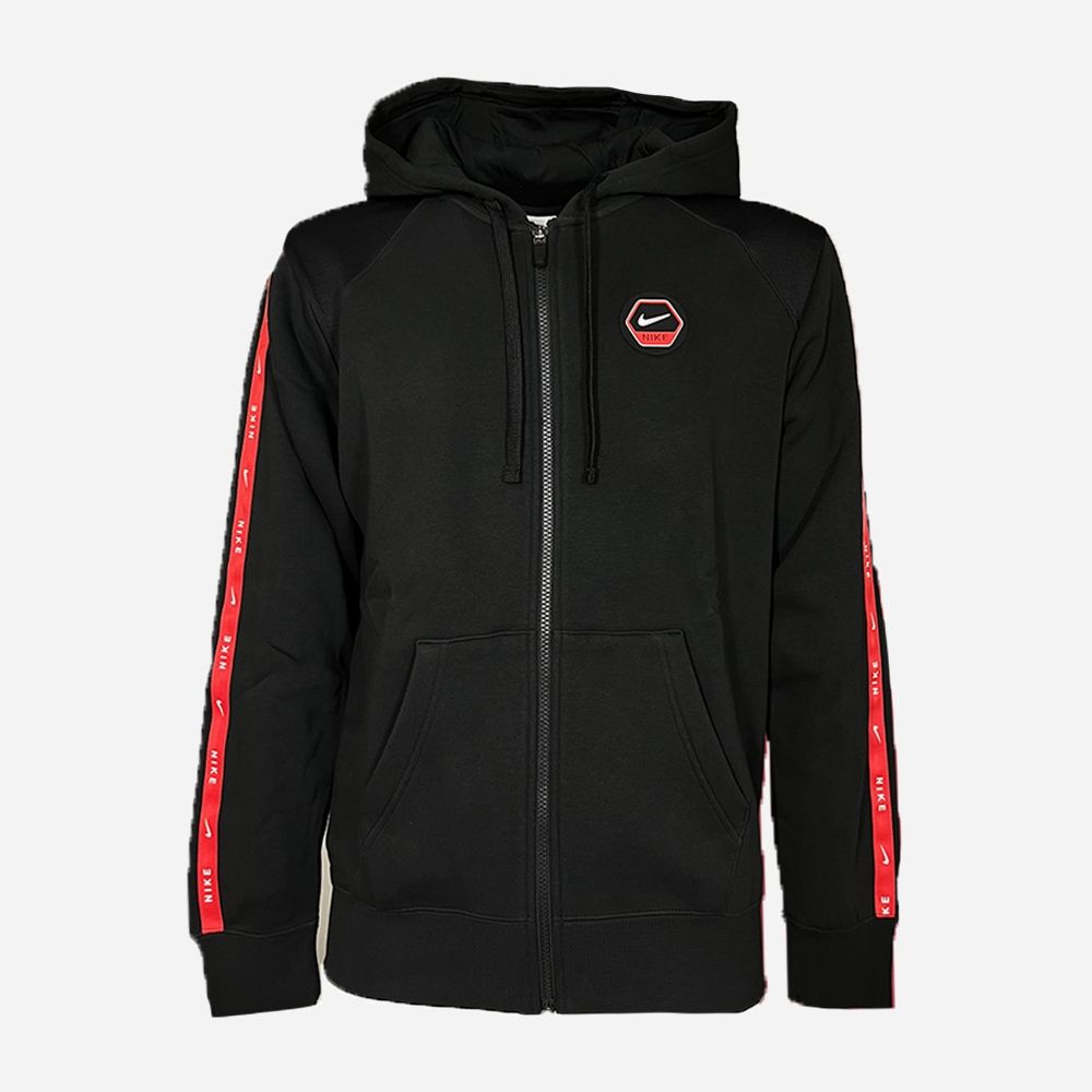 felpa zip nike sportswear -nero logo rosso bianco
