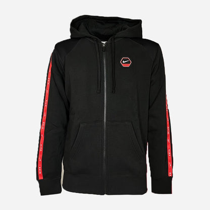 Felpa Zip Nike Sportswear -Nero Logo Rosso Bianco