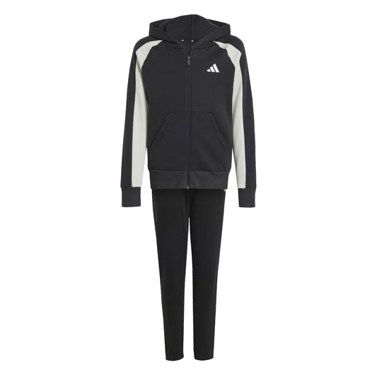 Adidas-Tuta Zip Nero-Bianco-Grigio