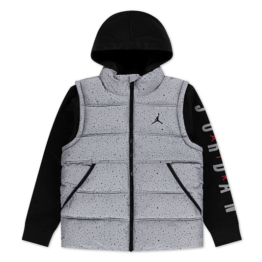 Jordan Big Kids' 2-Fer Jacket-Grigio-Nero