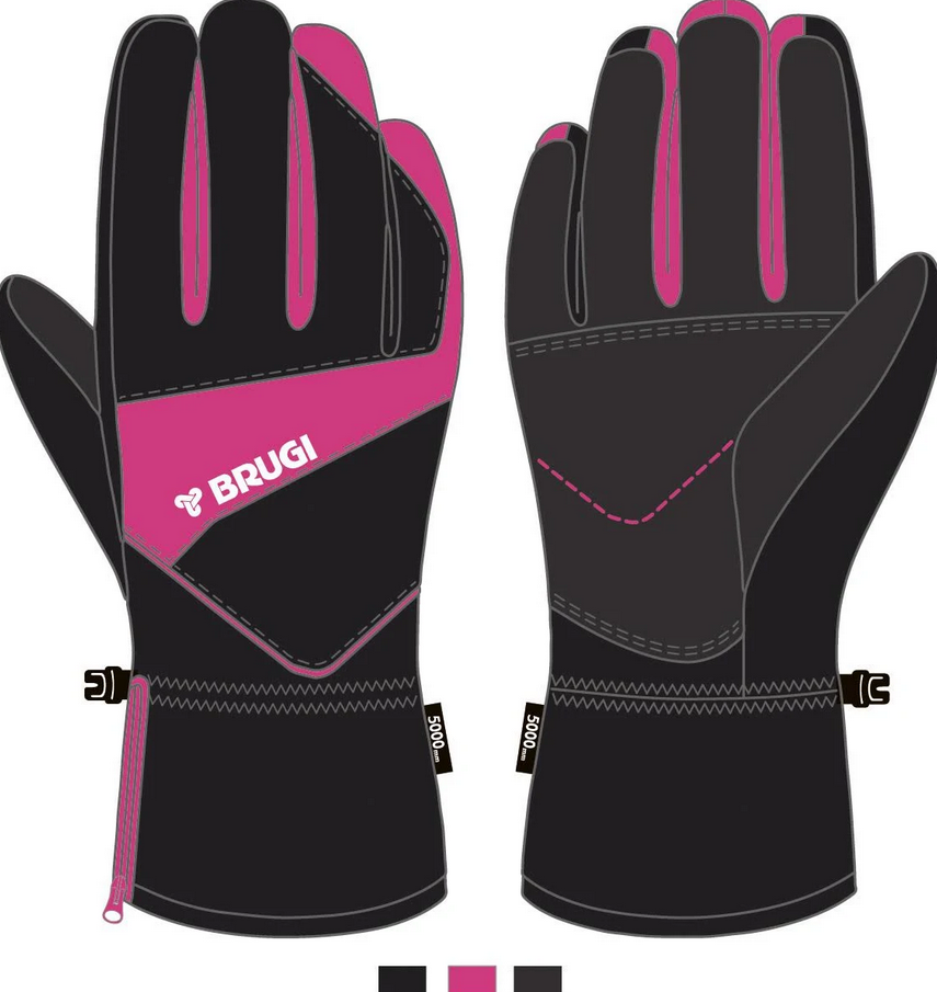 guanti brugi bambina nero-rosa