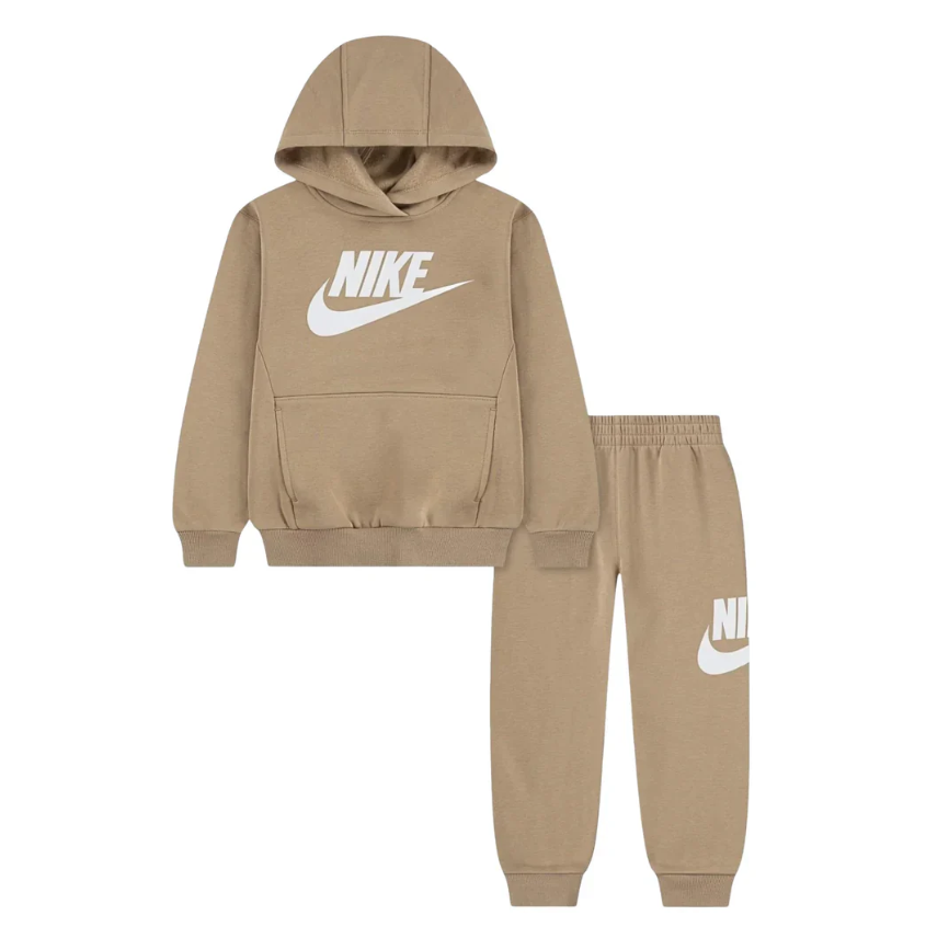 nike club tuta completa basic beige logo bianco bambino