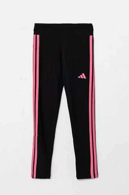 Adidas-Leggins Essential 3 strips Nero-rosa bambina