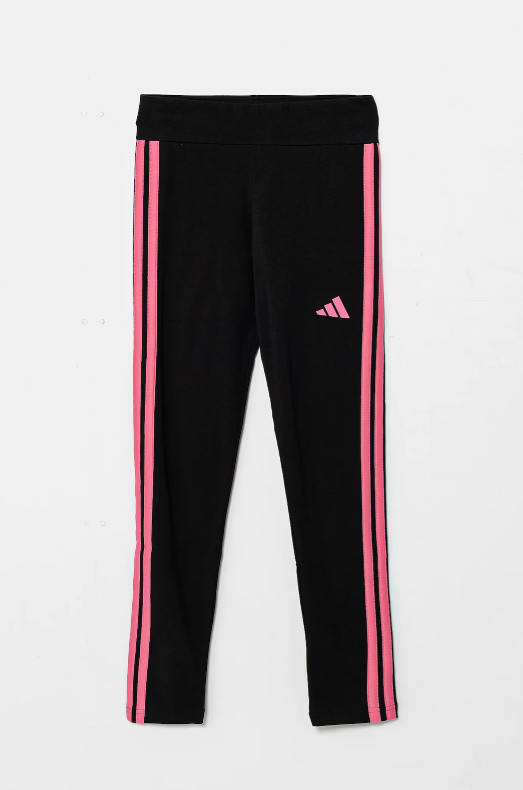 Adidas-Leggins Essential 3 strips Nero-rosa bambina