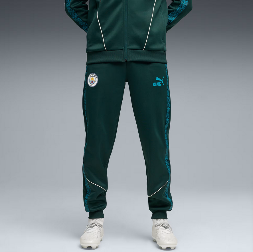 puma pantaloni manchester city king anthem verde da uomo