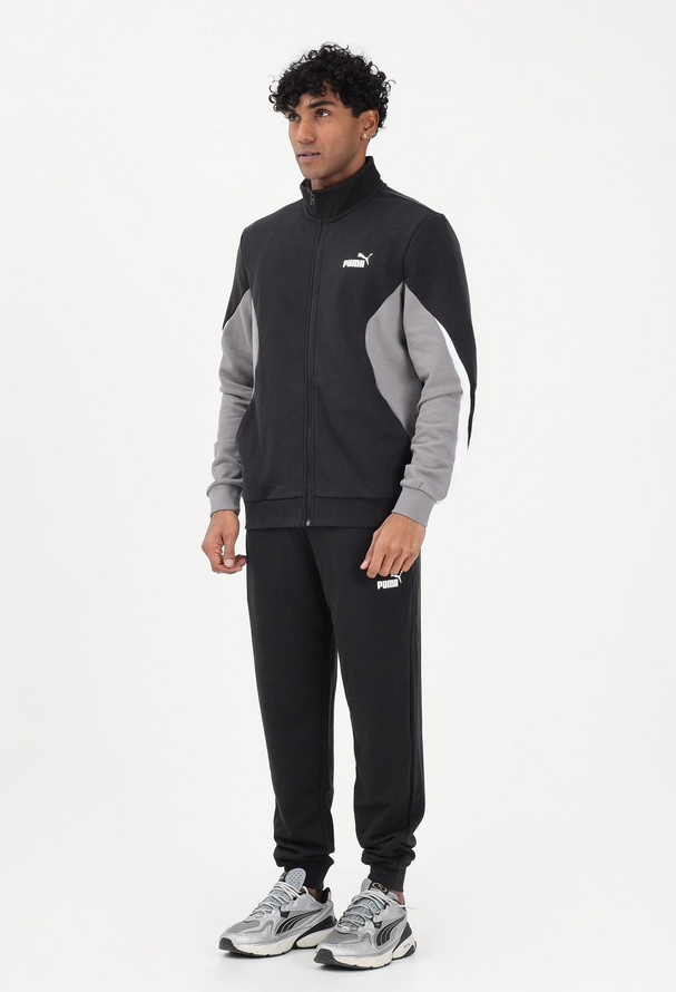 puma tuta essentials block nera da uomo