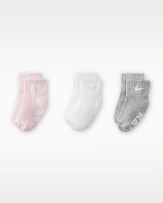 Nike Verbiage Gripper Socks 3 pack ROSA-BIANCO-GRIGIO bambina