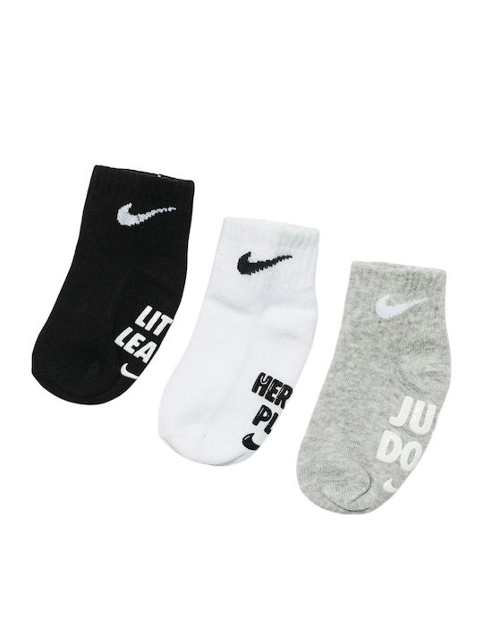 nike verbiage gripper socks 3 pack bianco-nero-grigio bambino