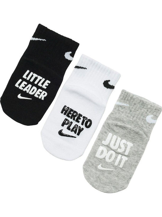 nike verbiage gripper socks 3 pack bianco-nero-grigio bambino